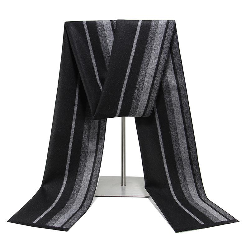 Черно-серый мужской зимний клетчатый снуд - Теплый шарф из искусственного кашемира 180cm