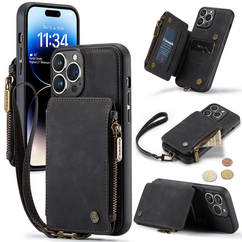 

Флип-кожаный чехол для телефона iPhone 14 13 12 11 Pro Max XS X XR Samsung S23 Ultra S22 S21 FE S20 Plus A14 A34 A54 A13 A33 A53, чехол-кошелек для карт на молнии