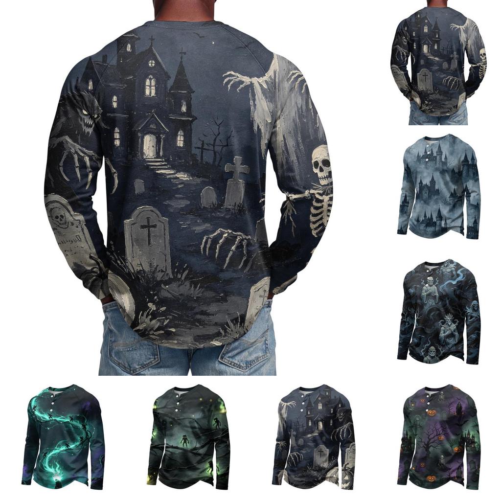 Men's Long Sleeve Shirt Loose Fit Casual Top for Halloween