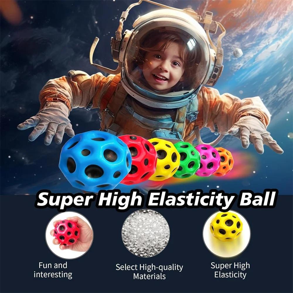 Moon Bouncy Ball for Kids - High Bouncing Space Ball, Easy Grip Stress Relief Toy, Outdoor Fun Party Gift