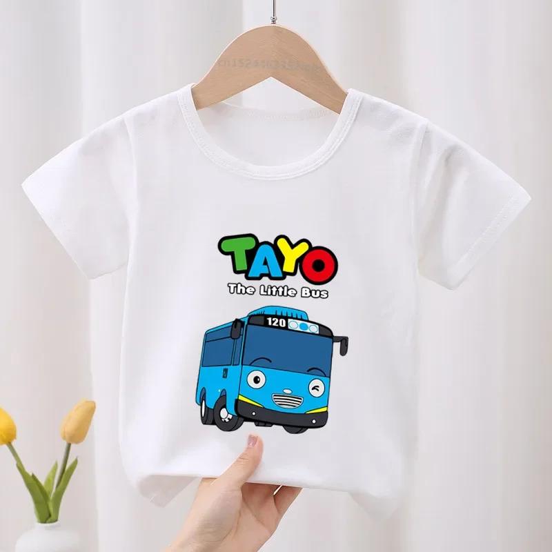 Tayo the Little Bus Print Kids T-shirt Children's Clothes 2026 Summer Cartoon Cute Baby Girls Clothing Boys Short Sleeve T Shirt