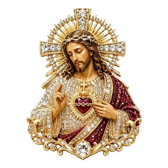 Sacred Heart of Jesus Brooch, Christian Confirmation Pin with Enamel Finish, Religious Jewelry Gift for Women Men Devotional Keepsake
