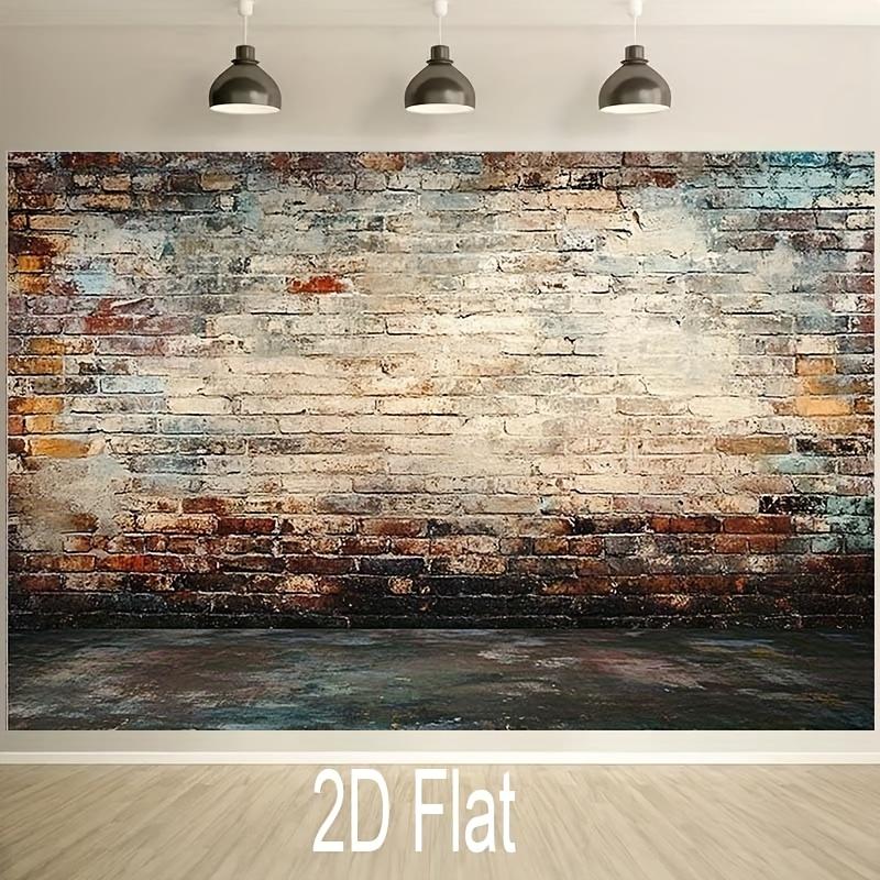 2D Banner 1 Piece, Plain Wood Floor and Vintage Texture - Movable Decoration | Vintage Brick Grain | Wood Floor Effect