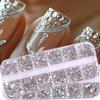 12Grids AB+Clear Diamond Crystal Nail Rhinestones 1.5mm-4mm 3D Nail Art Glass Decorations Nail Charm Flatback Gems Nail Salon F6