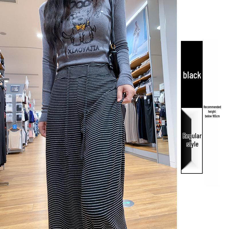 

Women s Sticky Rice Stripe Wide-Leg Sweatpants with/without Fleece - Drape and Slimming Fit L