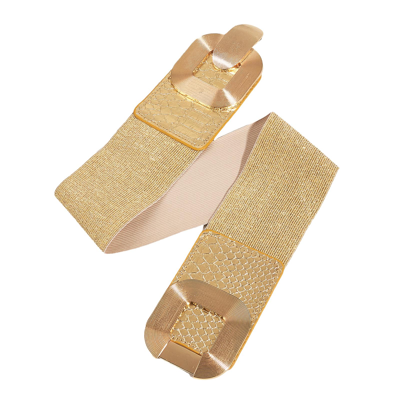 

Эластичный ремень для платья Эластичный широкий корсетный пояс для женщин для повседневной носки и торжественных случаев, универсальное украшение для талии золотой