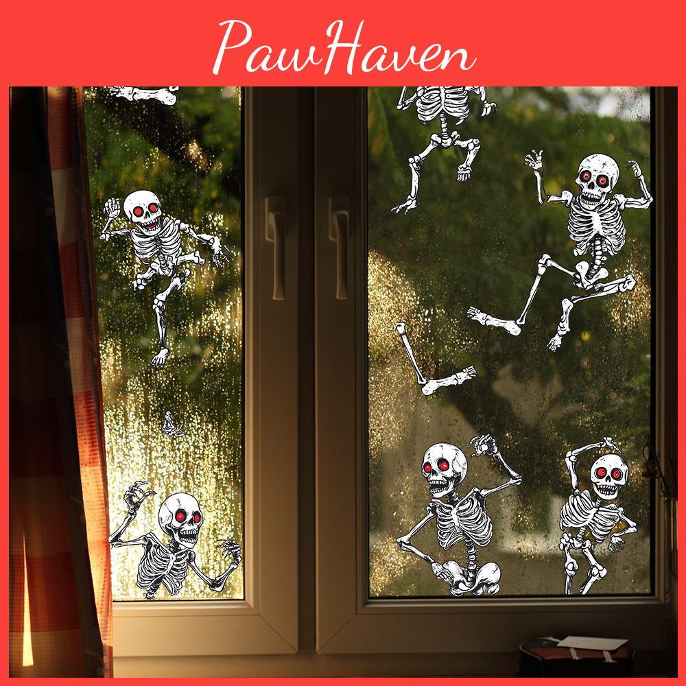 Uv Halloween Skeleton Static Glass Showcase Living Room Home Stickers Decor