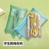 Mesh Transparent Storage Bag Portable Zipper Pouch With Logo For Students