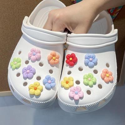 12PCS Fashion Shoe Charms Set Accessories Hole Shoe Buckle Colorful Fivepetal Flowers DIY Shoes Decorations Woman Girls Gift