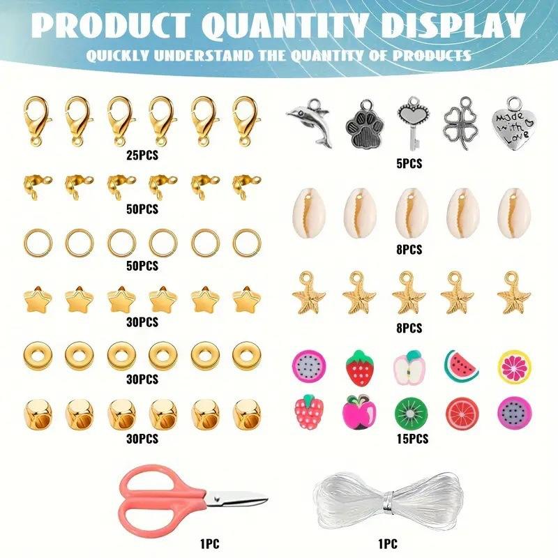 Diy Handmade Beaded Bracelet Production Kit, Soft Pottery Sheet Clay Bead Letter Bead Accessory Set