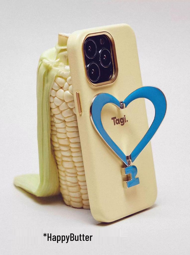 Heart-Shaped Leather Phone Case with Metal Bracket for iPhone 16 Pro Max - Tags That Make You Happy