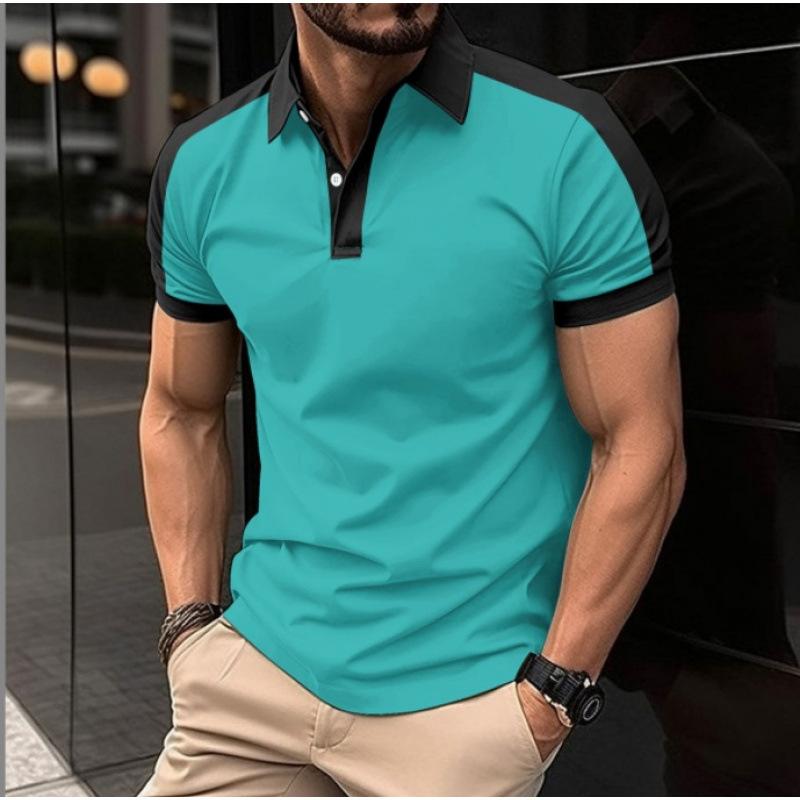 Men's Short-Sleeve Button-Down Polo Shirt Street Fashion Top Men's Clothing