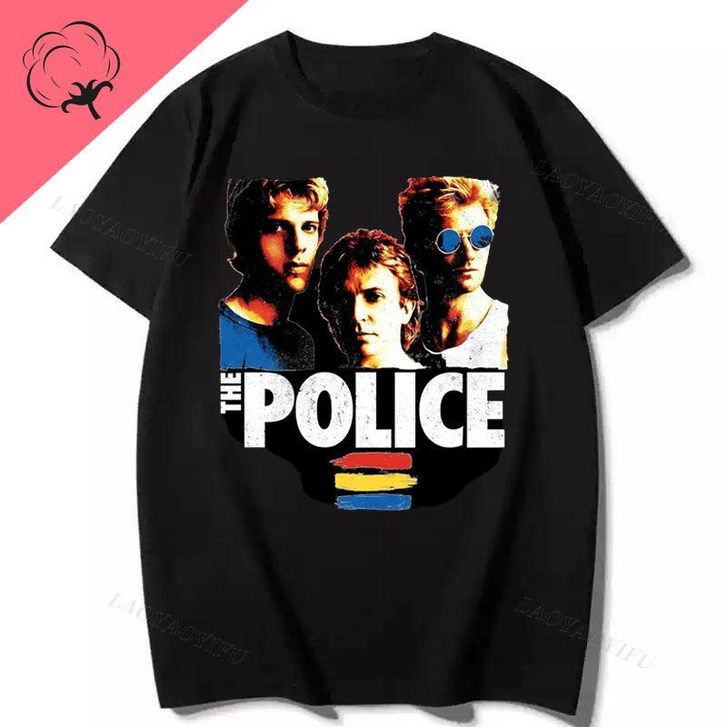 Band Camiseta The Police Ghost in The Machine Tour 1982 Unisex Women TShirt Vintage Streetwear Harajuku Gothic Cotton Cothes
