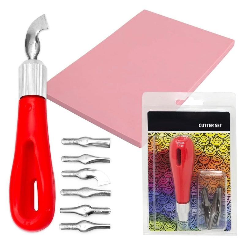 Rubber Stamp Making Kits Carving Rubber Stamp with Cutter Tool Carving Starter Tool Kits for DIY Printmaking Printings