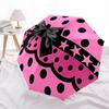 1pc Polka Dots BowAutomatic Open/close Folding Umbrella, Compact Portable Travel Umbrella, Perfect Birthday/Holiday, Cute Umbrella y030