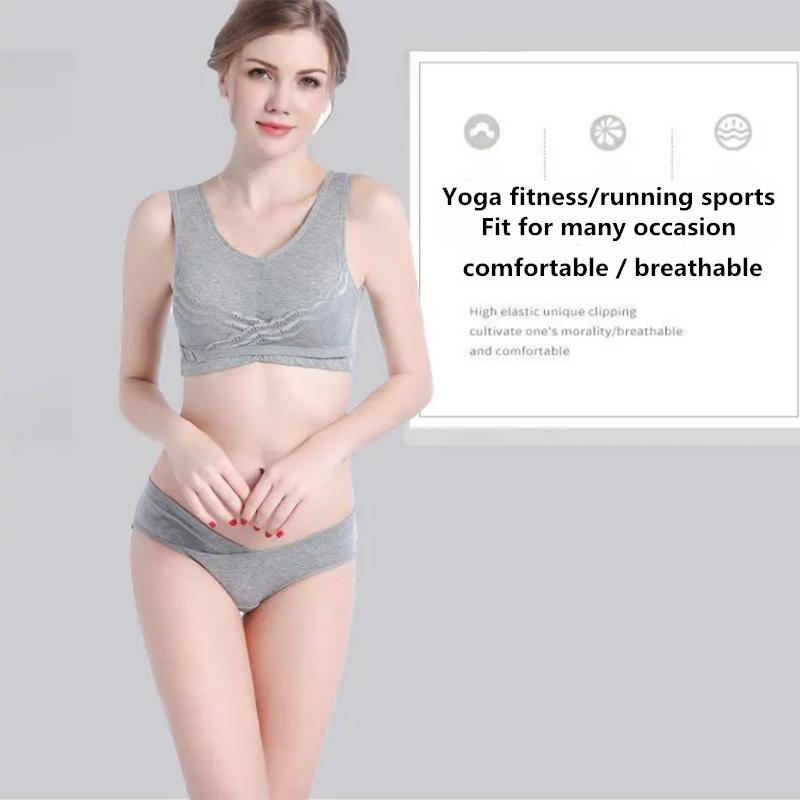Damen-BH aus reiner Baumwolle, bügellos, dünn, geraffter Westen-Stil, Sportunterwäsche, nahtloser Schlaf-BH aus Baumwolle, Spitze, gepolstert, verstellbarer Büstenhalter