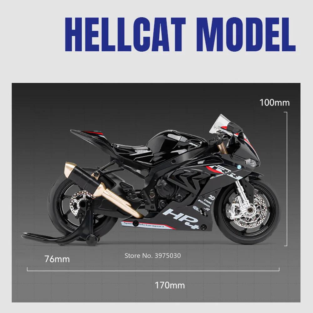 1/12 Scale BMW HP4 Motorcycle Model Car Toy Alloy Diecast Light Music Shock Absorption Motor Miniature Models Kids Birthday Gifts