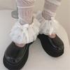 Women Tiered Ruffled Lace Leg Warmers See Through Mesh Footless Socks Vintage Sweet Bowknot Boot Cuff Leg Sleeve Cover