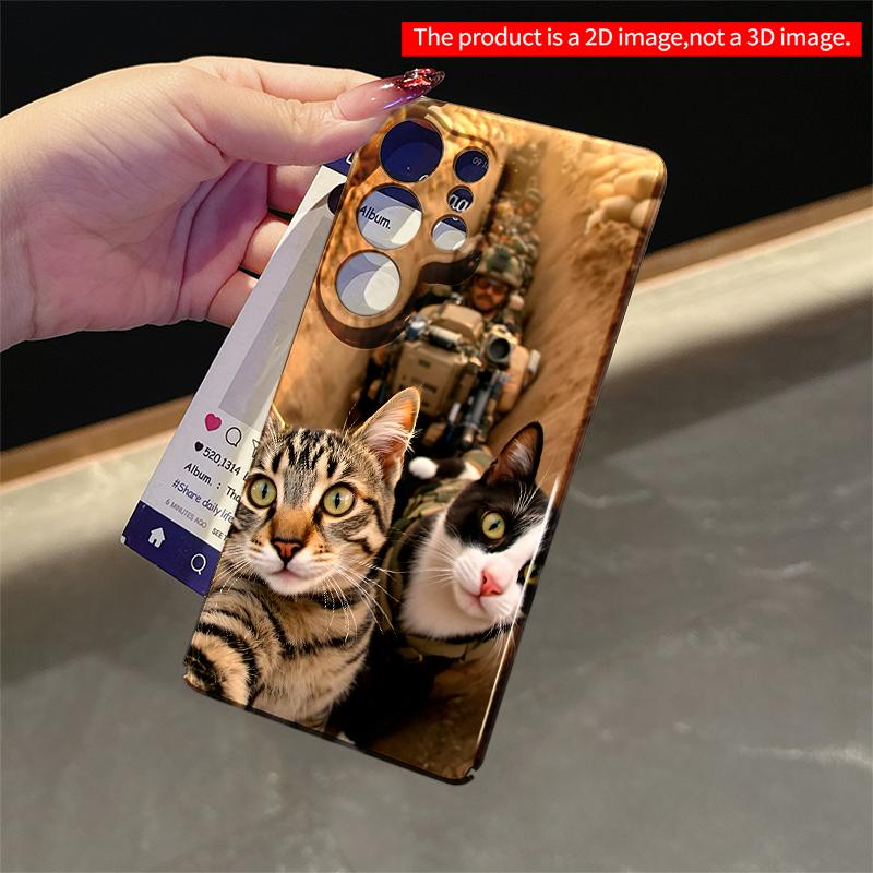 2DFlat Samsung phone case War Trench Cats Selfie Moment Applicable to Galaxy S22 S23 S24 S25ULTRA S26 A12 A13 A14 A15 A16 A34 A35 A54 A55