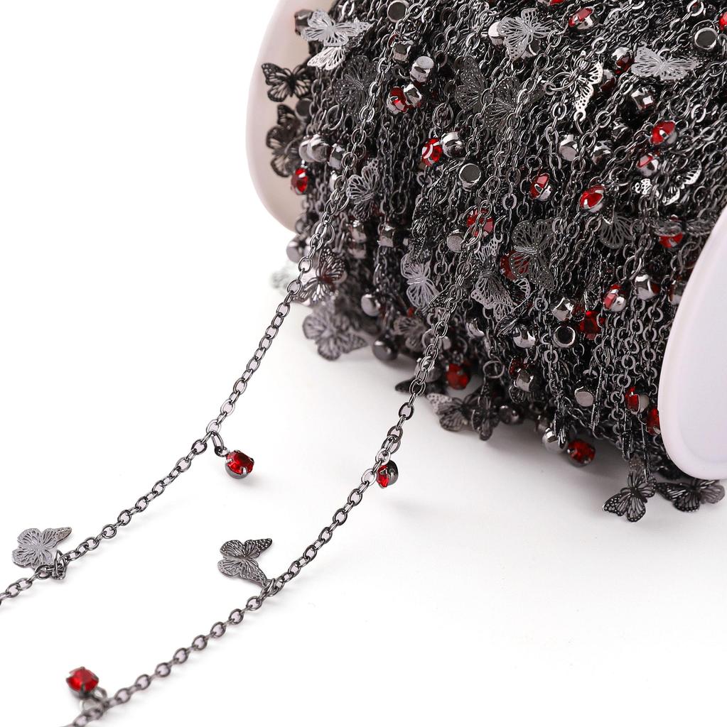 Chaîne Papillon Couleur Cuivre Diamant Rouge Pour Fournitures de Fabrication de Bijoux
