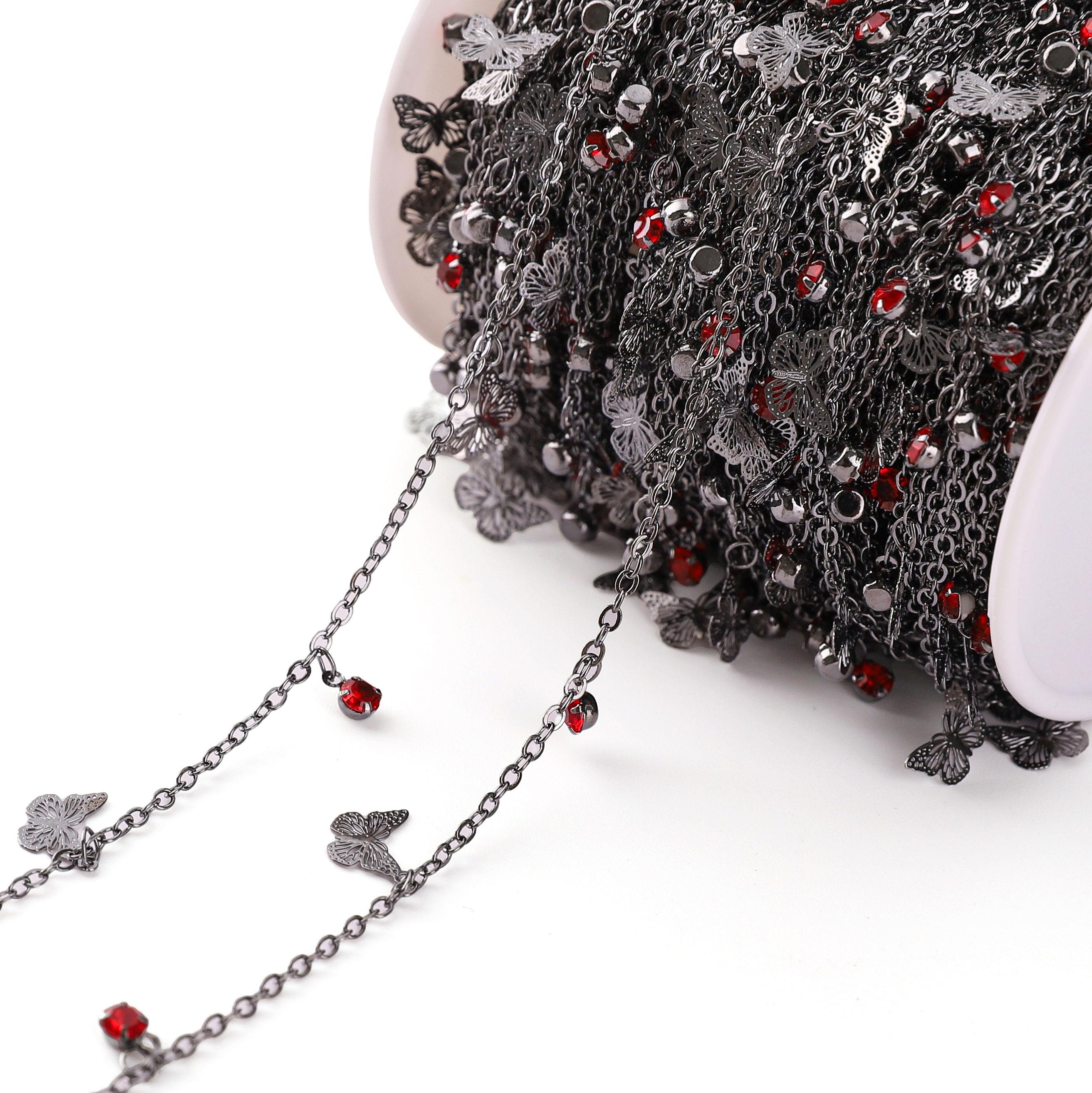 

Цепочка «Красный бриллиант» цвета меди с бабочками для изготовления ювелирных изделий 1M чёрный