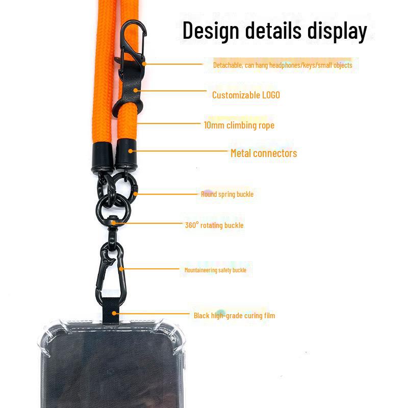 10MM Šňůrka na mobilní telefon: Stylový design crossbody pro muže a ženy, odolný a špičkový. K dispozici v dlouhé a krátké délce.