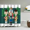 Unframed Christmas Nutcracker Shower Curtain, Christmas Tree Snowman Bathroom Curtain Decoration Set With Hook Fabric Christmas