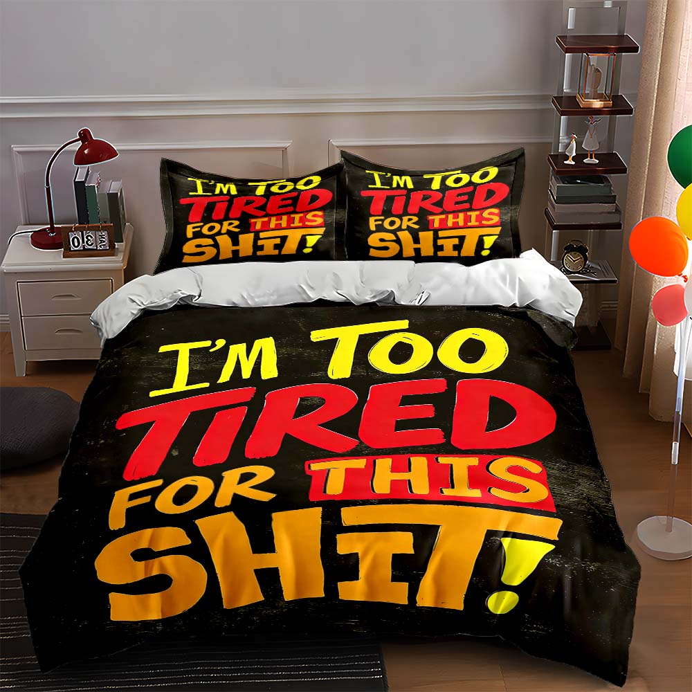 Bold, text-based, colorful. Bedding Duvet cover sets Duvet covers Pillowcases gifts (1 * Duvet Cover 2 * Pillowcases, without duvet insert) 135x200cm