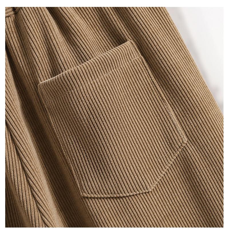 Dimanaf 2025 Autumn Plus Size Corduroy Trousers New Women Clothing Fashion Loose Pleated Vintage Pants