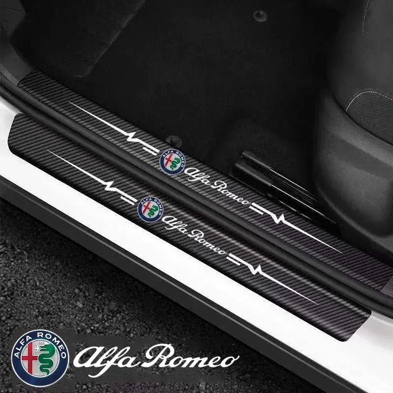 Car Door Sill Protector Sticker Carbon Fiber Rear Tail Bumper Decals for Alfa Romeo Giulia 159 147 156 4C Stelvio Giulietta Mito