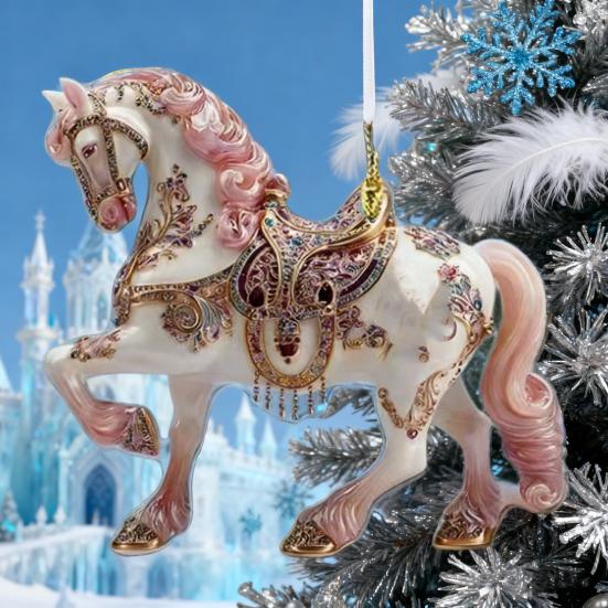 Yousheng Horse Ornament Sparkly Rhinestone Horse Christmas Tree Ornament 2D Acrylic Pendant Holiday Keepsake Gifts for Women Girls Horse Lovers