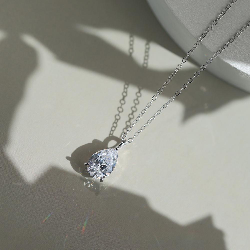 Fine Pendant Necklaces 8A Cubic Zircon Waterdrop Charms 925 Sterling Siver 14k Gold Plated CZ Necklace for Women