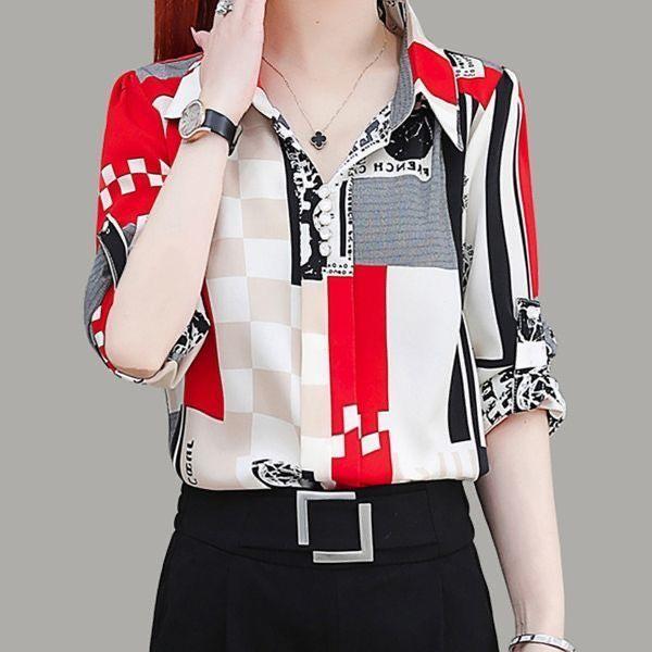 Women's Chiffon Shirt Summer Dress Fashionable Shirt Mid Sleeve Top Women's Small Shirt