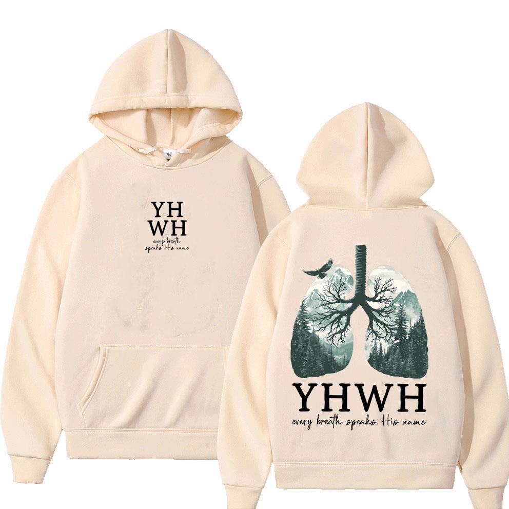YHWH Lungs Christian Hoodie Every Breath Speak His Name Pullover Men Women Casual Fleece Cotton Hoodies Streetwear