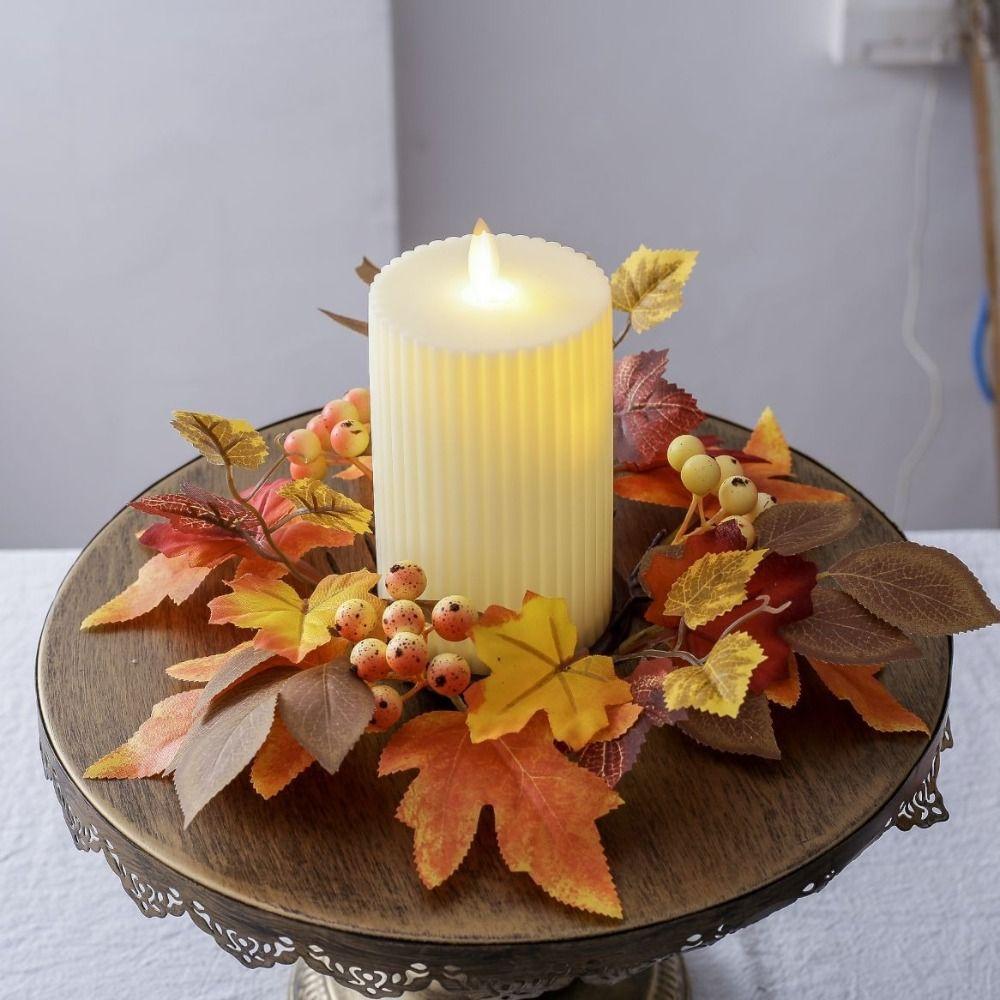 Simulierter Herbst-Ahornblatt-Kerzenkranz Tischdekoration Falscher Ahornblatt-Kerzenhalter 1 Stück Ernte-Dekoration