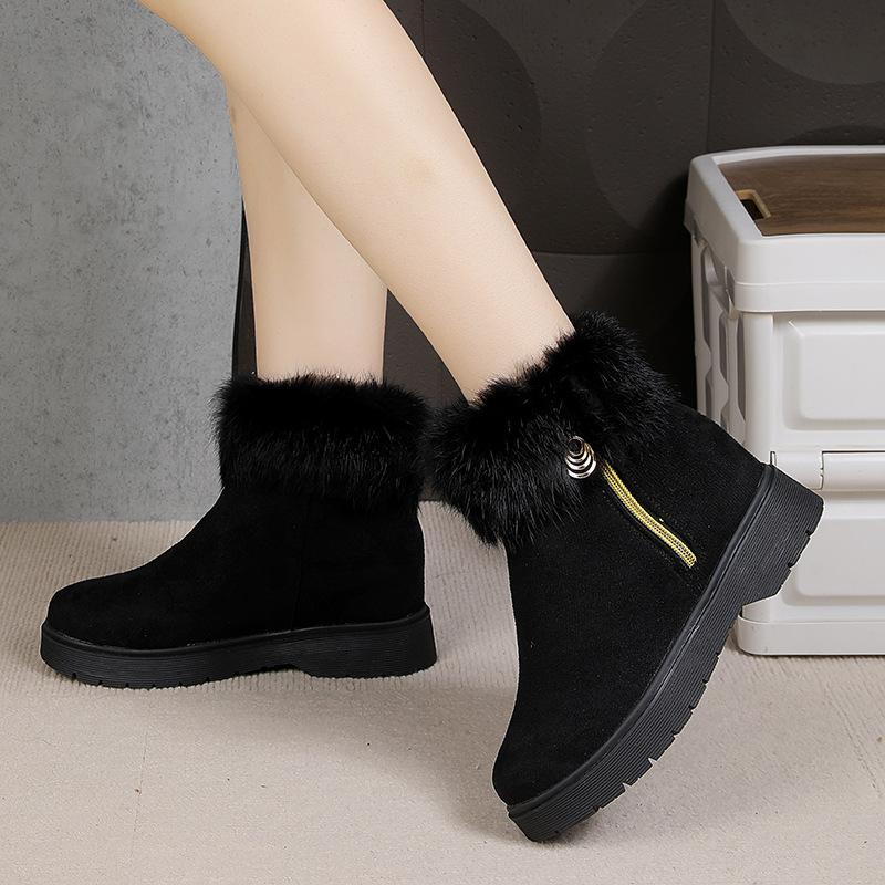 European and American suede fluffy snow boots women's winter new thick-soled plush warm middle-aged mother cotton boots