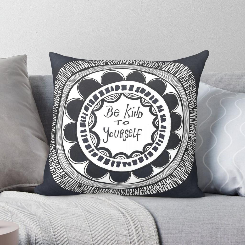 Be Kind To Yourself Mandala Pillowcase Polyester Linen Velvet Pattern Decorative Throw Pillow Case Sofa Seater Cushion Cover