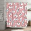 Pink Bath Shower Curtain with White Cats Dogs Pattern Decorative Waterproof Polyester for Home Bathroom Accessories