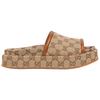 Gucci Slide Slippers Women's Beige & Dark Brown 816797 FAD9C 9745