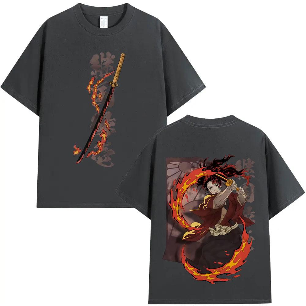 Anime Demon Slayer Tsugikuni Yoriichi Graphic T Shirt Men Women Clothing Fashion Oversized Tshirt Male Casual Cotton Tshirts