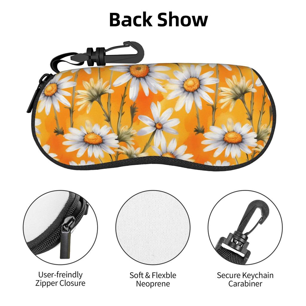 Daisy Flower Glasses Case Women Men Waterproof Zipper Glasses Protector Protector Eyewear Container