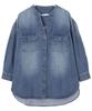 Kobe Lettuce Denim Shirt Jacket Free Size Blue [K1106]