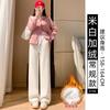 Black narrow wide-leg pants women's spring, autumn and winter velvet high-waisted drape straight casual small corduroy pants