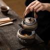 Vintage Japanese Style Rustic Ceramic Tea Kettle / Heating Base - Portable Handle Teapot for Home Use