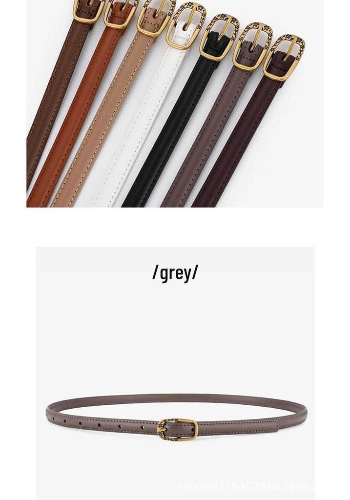 Simple Retro-Style Women's Slim Leather Belt - Fashion Accessory