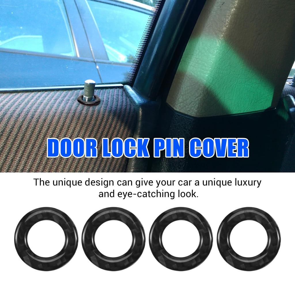 Shufearo Car Door Pin Trim, 4 Pcs Carbon Fiber Door Lock Pin Cover Trim,