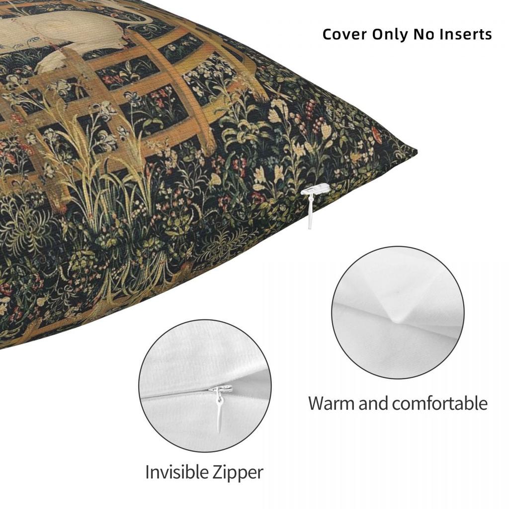 Medieval Unicorn In Captivity Floral Pillowcase Polyester Linen Velvet Creative Throw Pillow Case Sofa Seater Cushion Cover