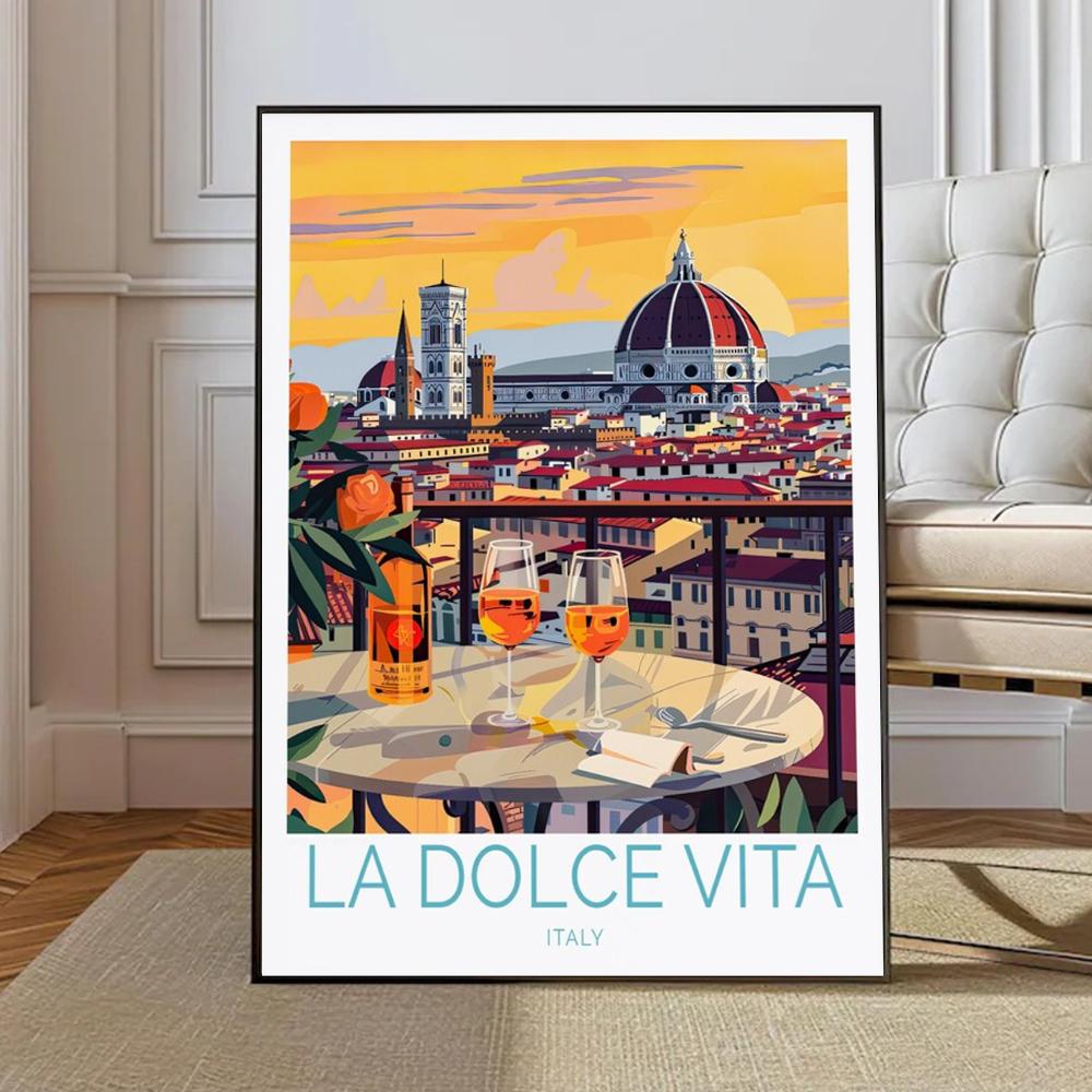 La Dolce Vita Wandposter Druck Für Schlafzimmer Wohnzimmer Heimdekoration Italien Küstenlandschaft Leinwandbild Zitrone Orange Wandkunst
