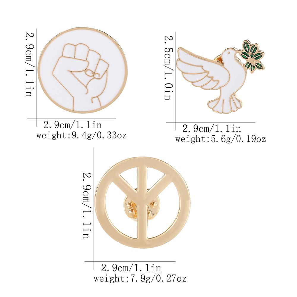 New World Peace Theme Enamel Brooches Dove Olive Branch Symbol of Peace Design Pins Bulk