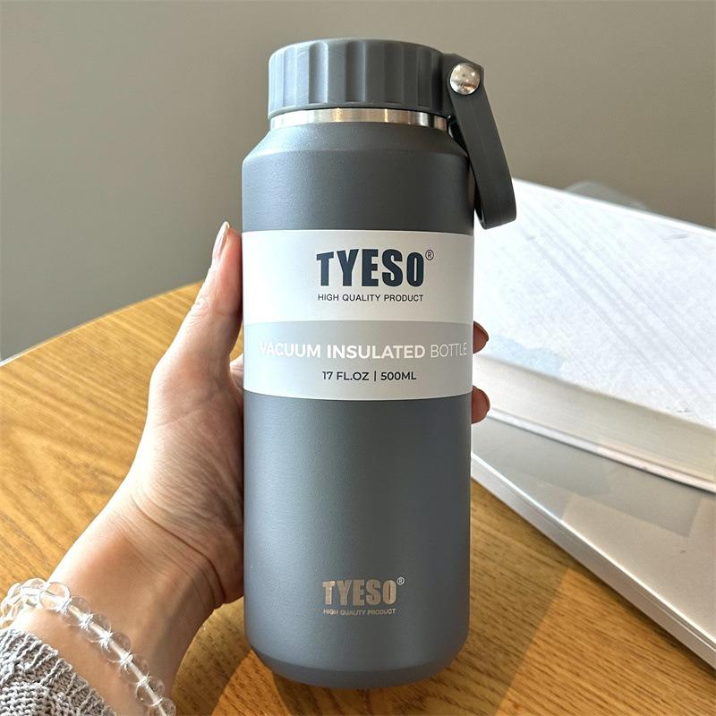 TYESO 500/710ml Sports Thermos Cup Double Wall Vacuum Flask Stainless Steel Thermal Mug with Handle Portable Outdoor Travel Cups